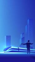 Futuristic train in a blue cityscape vector