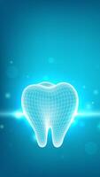 3D tooth graphic on blue background vector