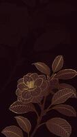 Vertical linear floral illustration on dark background vector