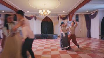 Dynamic Vintage Dance Performance in Elegant Hall video