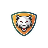An angry bear head on a shield vector
