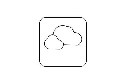 two clouds line art icon for weather forecast or cloud computing app vector