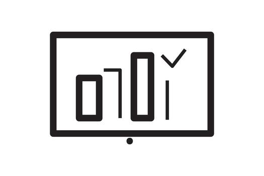 business growth chart on screen icon successful data analysis presentation vector