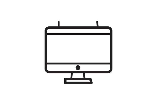 todas en uno computadora monitor con antena contorno icono vector