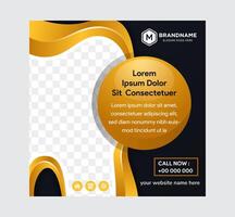 Square banner healthcare on black background. Dental and medical concept. illustration of a tooth in the left side used space for the image. gradient golden of the abstract wave. Healthy life today. vector