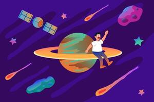 Sitting On Rings Planet vector