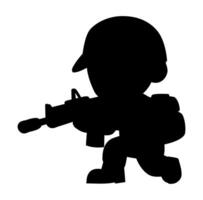 Cartoon Shadow Chibi Army Aiming With Sniper Riffle Simple Design Icon Digital vector