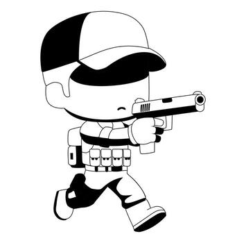 Cartoon Silhouette Ghost Army Running And Haunted Battle Field Simple Design Icon Digital vector