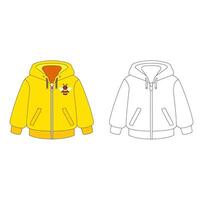 Cartoon Coloring Art Yellow Jacket Simple Design Icon Digital vector