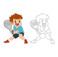 Cartoon Coloring Art Kids Ready To Receive Ball Playing Ball Simple Design Icon Digital vector