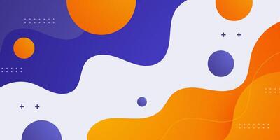Abstract colorful wave fluid orange and purple pattern on white horizontal background. Simple business banner background. vector