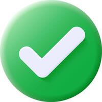 Green check mark 3D icon symbol isolated vector