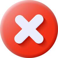 Red croos x mark 3D icon symbol isolated vector