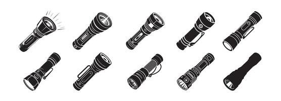 Black flashlights collection light beam dark vector