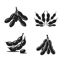 Black bean pods arranged in various clusters food vector