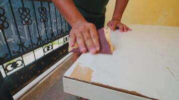 Sanding a Worn Table for Restoration video