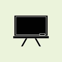 Illustration of a black, standing chalkboard with an eraser underneath. Minimalist style with a light green background. Suitable for educational and school themes. vector