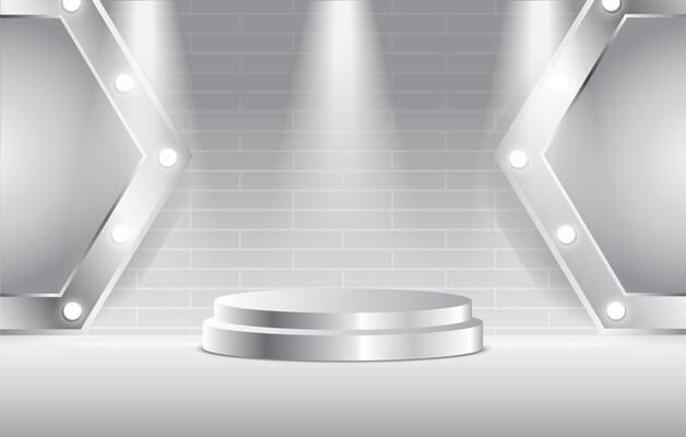 Podium silver gradient with 3d geometric