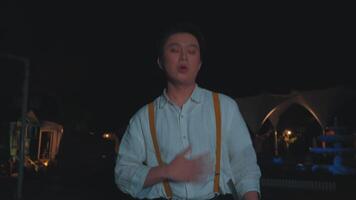 Surprised Young Man in Dark Environment video