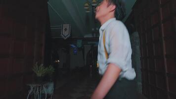 Surprised Young Man in Dimly Lit Room video