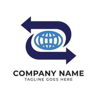 Global Movement Logo with Arrows and Globe Icon Design Concept for Worldwide Business and Connections vector