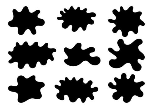 drops ink stain shape, fluid icon, liquid shape, blot icon, blob shape doodle icon, drip splash shape vector