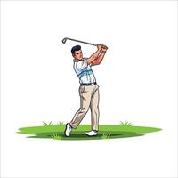 Golfer swinging a club vector