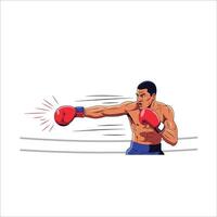 Powerful Boxer Throwing a Punch in the Ring, A Boxer's Ferocious Jab Caught in Action During a Fight vector