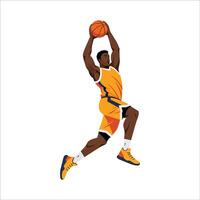 Basketball Player Dunking with Energy and Style, A Powerful Slam Dunk Illustrating Athletic Skill and Precision vector