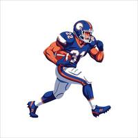 Illustrative Graphic of Running American Football Player, Gridiron Athlete in Motion for Design Projects vector