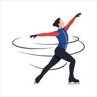 Figure Skater Mid-Spin with Arms Extended, An Illustration of Grace and Power in Figure Skating vector