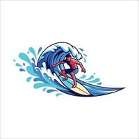 Surfer riding a wave, cool design, Surfing, illustration of a man surfing a wave for logo, sticker, or t-shirt design vector