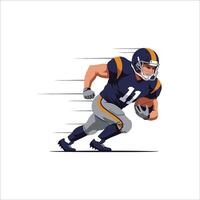 Determined Football Player Rushing Downfield with the Ball, Illustration of Football Player Running with the Ball vector