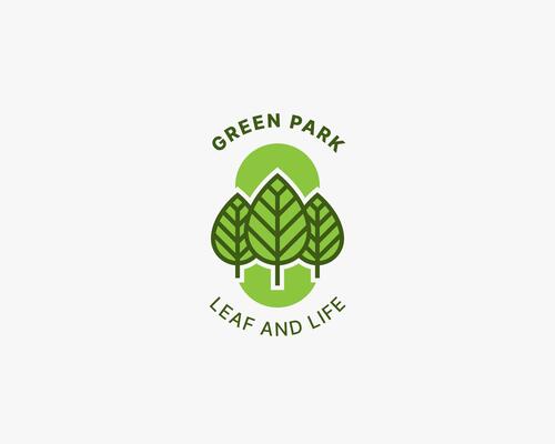 Creative simple mono line green tree logo
