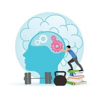 Man lifting weights for mental fitness vector