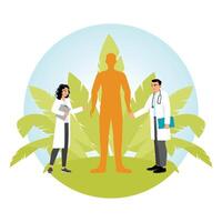 Holistic Medicine. Healthcare Professionals Supporting Holistic Wellness. vector
