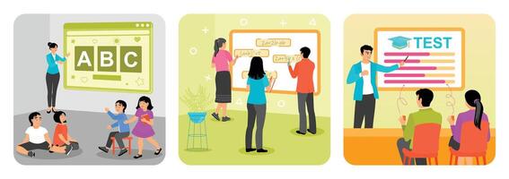 Smart Classroom Technology. Interactive Whiteboard. Digital display. vector