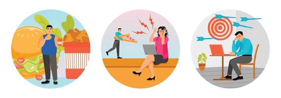 Healthy lifestyle challenges and stress management vector