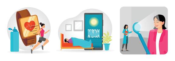 Health monitoring devices and activities vector