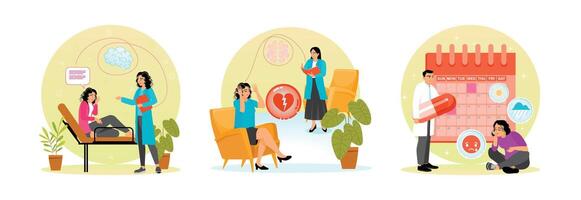 Illustration of therapy and emotional support vector