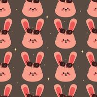 seamless pattern cute cartoon pink bunny with sunglasses. cute animal pattern for fabric print and gift wrap paper vector