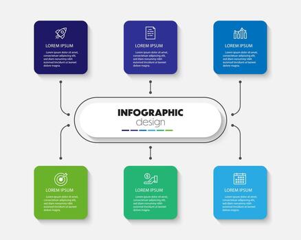 Infographic timeline presentations and business concept charts with 6 options vector