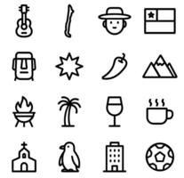 Minimalist Outline Various Culture Travel Symbol Icon Set vector
