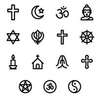 Simple Outline Religious Sign Symbol Minimalist Icon Set vector
