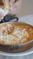 Enjoying a turkish menemen at local restaurant video