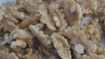 Nuts harvested and prepared for healthy snacks in autumn video