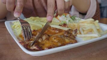 Enjoying a delicious meal at a local restaurant video
