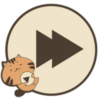 linda rápido adelante botón símbolo con pequeño gato dibujos animados ilustración. png