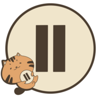 linda pausa botón símbolo con pequeño gato dibujos animados ilustración. png