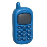 Inflated retro mobile phone in blue with transparent background png